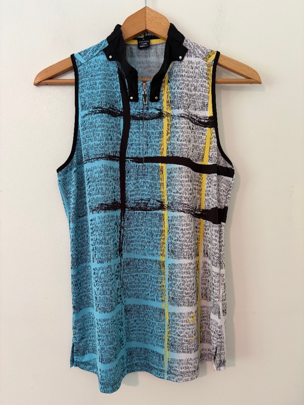 Jamie Sadock Golf Mock Neck Sleeveless Colorful Tank 1/4 Zip Women's Size M